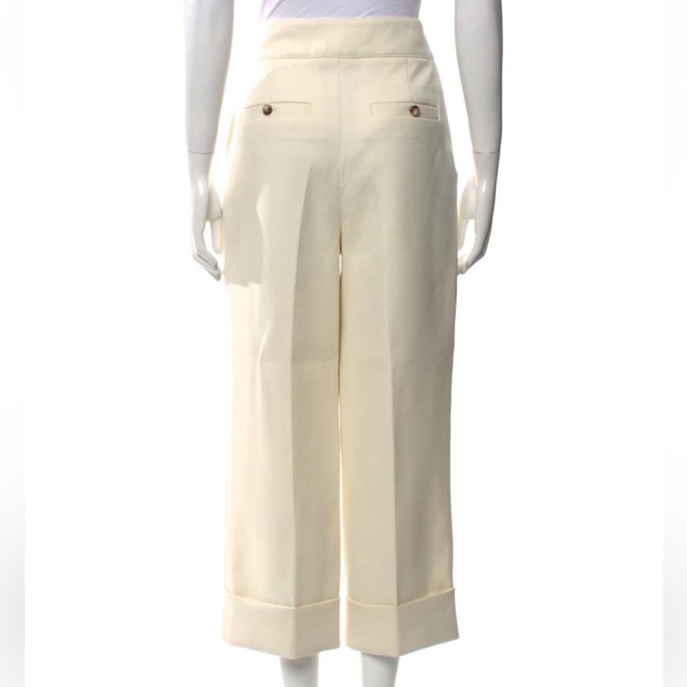 Sezane Winter White/Cream high-waisted wide-leg crop trousers, cuffed ankles! - Picture 4 of 4